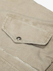 Retro Washed Fleece-lined Hooded Work Jacket 
