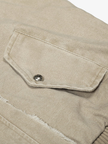 Retro Washed Fleece-lined Hooded Work Jacket 