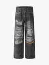 3D-printed Distressed Digital Print Cleanfit Straight Leg Jeans