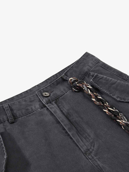 Washed Cargo Webbing Baggy Pants 