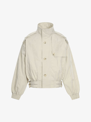 High Neck Belted Utility Cropped Jacket