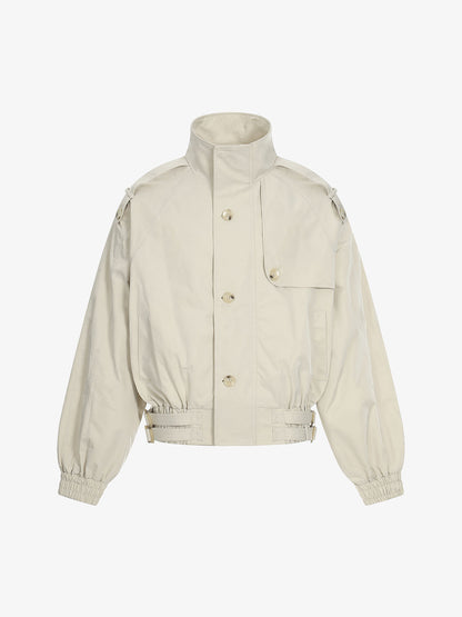 High Neck Belted Utility Cropped Jacket