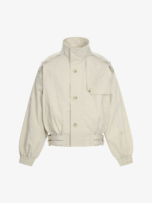 High Neck Belted Utility Cropped Jacket