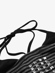 Striped Cross Rivet Detail Halter Cami Top