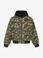Camo Color Block Quilted Bomber Coat