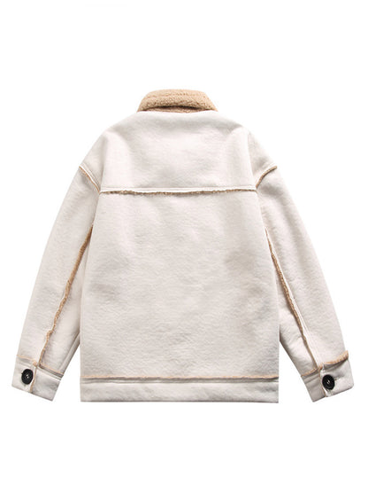 Raw Edge Star Embroidered Fleece Jacket 