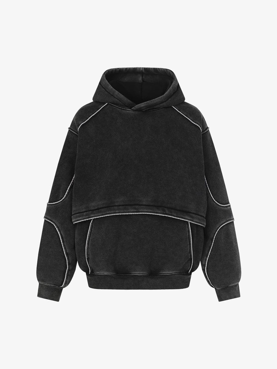 Retro Deconstructed Patchwork Washed Hoodie 