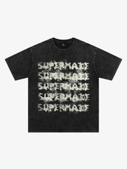 Washed Spray Effect Letter Print T-Shirt 