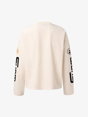 Textured Waffle SUPM Letter Graphic Long Sleeve T-Shirt - 2600 