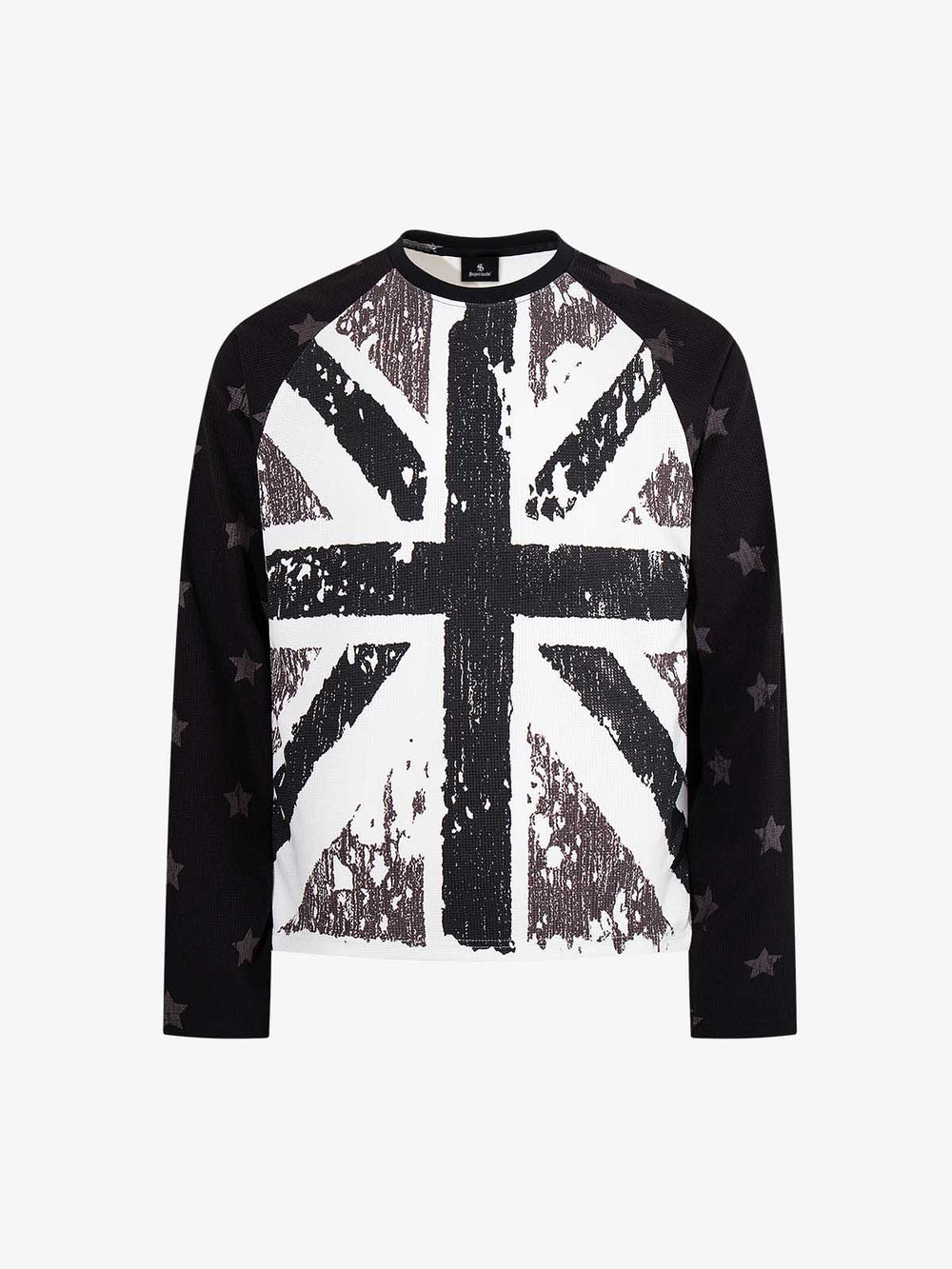 Flag Graphic Waffle Boxy Fit Long Sleeve Tee