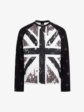 Flag Graphic Waffle Boxy Fit Long Sleeve Tee