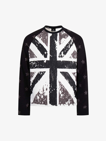 Flag Graphic Waffle Boxy Fit Long Sleeve Tee