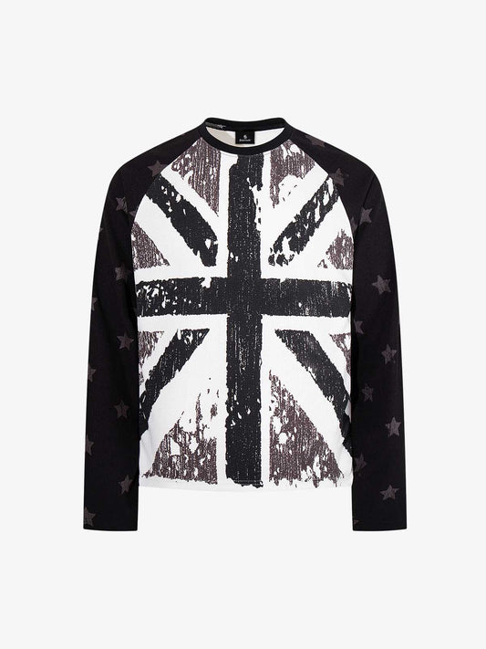 Flag Graphic Waffle Boxy Fit Long Sleeve Tee