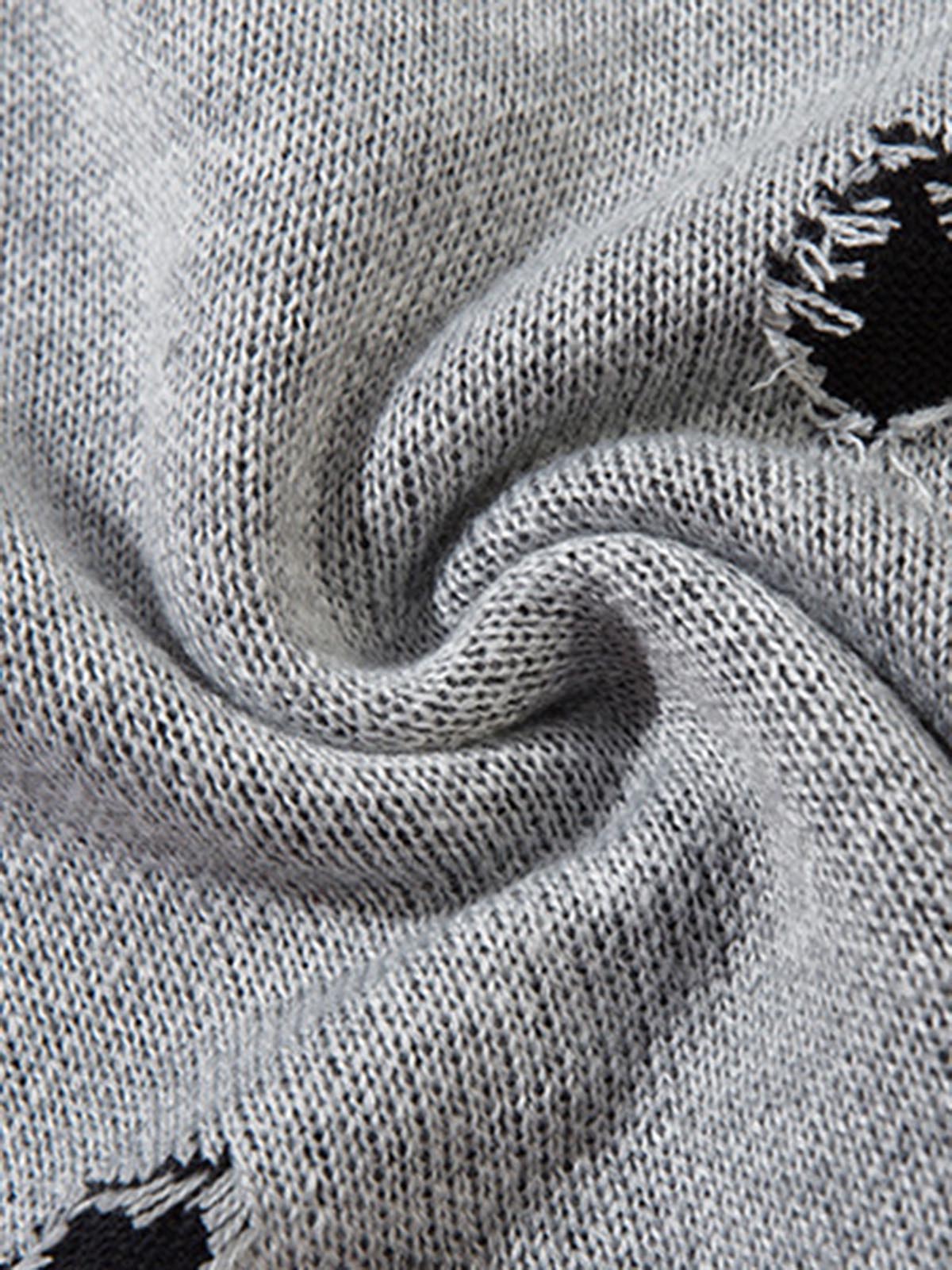 Vintage Spray-Painted Cross Hole Knit Sweater 