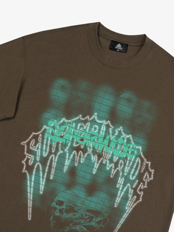 Dark Grid Skull Graphic T-Shirt 