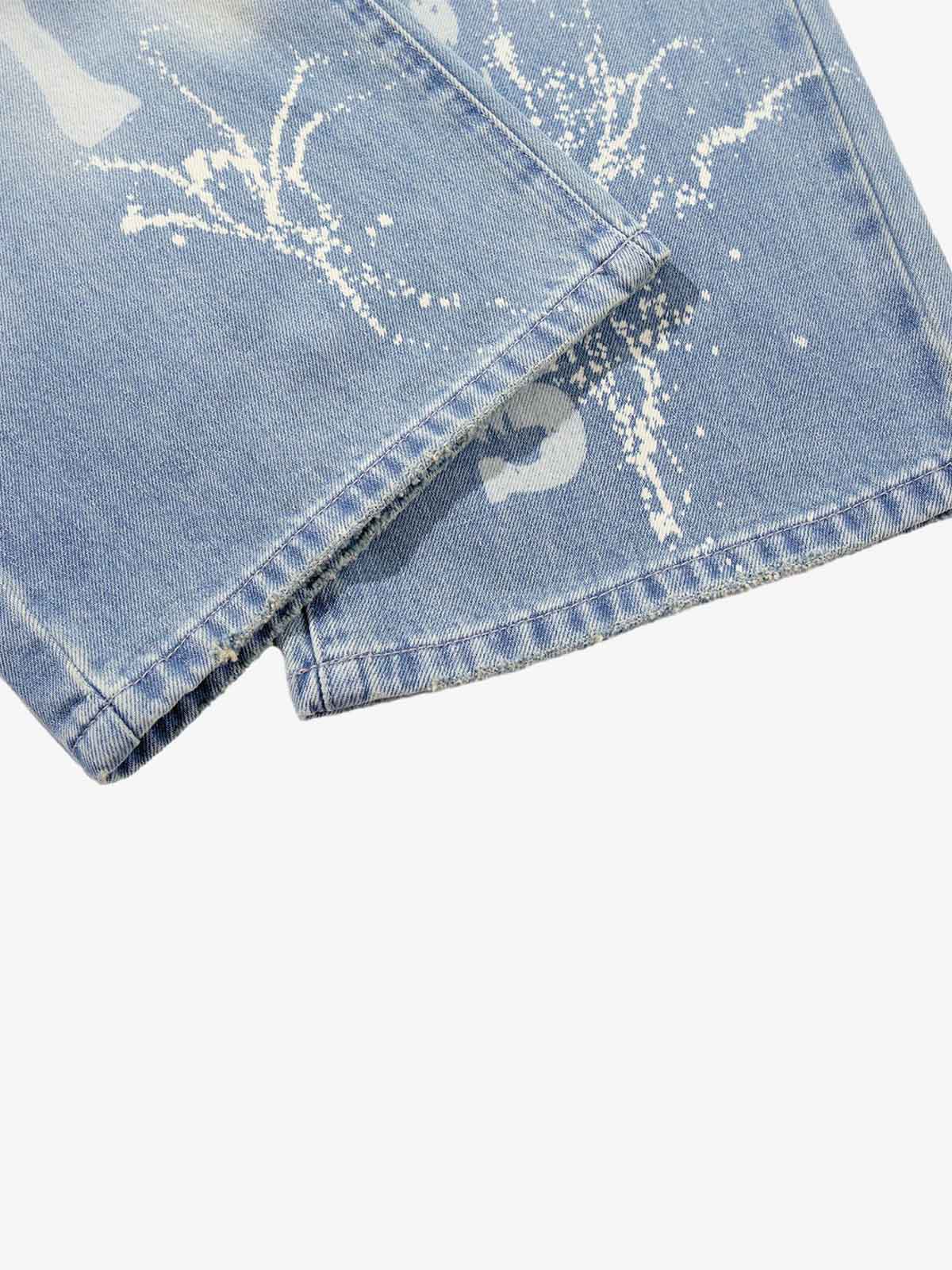 Tie-Dye Distressed Wide Leg Jeans 