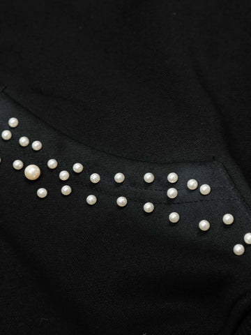 Graffiti Pearl Embellished Cropped Hoodie
