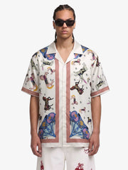Carousel Park Satin Camp Collar Boxy Shirt 