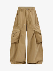 Heart-Slit Multi-Pocket Washed Wide-Leg Pants