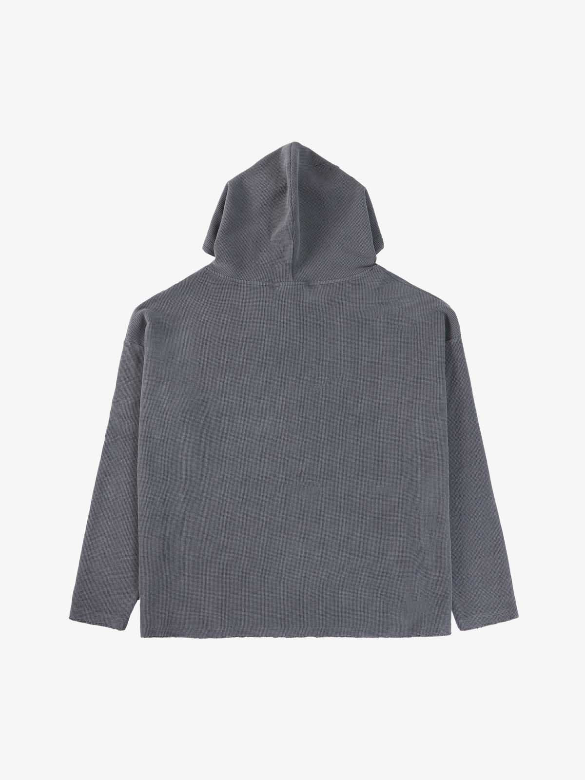 Supermade Waffle-Knit Distressed Button-Pattern Hoodie 