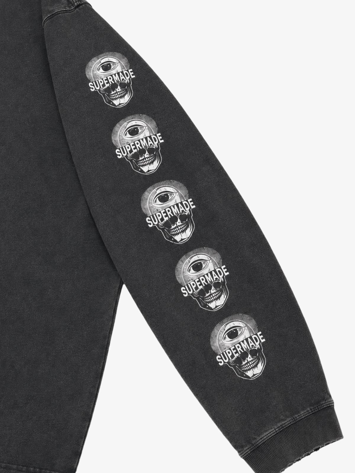 Skull Girl Graphic Washed Cropped Long Sleeve Tee