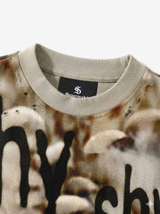 Grunge Graphic Fake Layer Camo Sleeve T-Shirt 