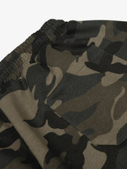 Camouflage Wide-Leg Pants with Red Stripes and Embroidery for Casual Wear 