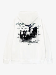 Metallic Script Letter Cross Graphic Hoodie 