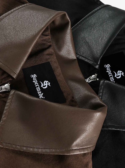 Retro Panelled Utility Multi Pocket Zip Up Bomber Jacket