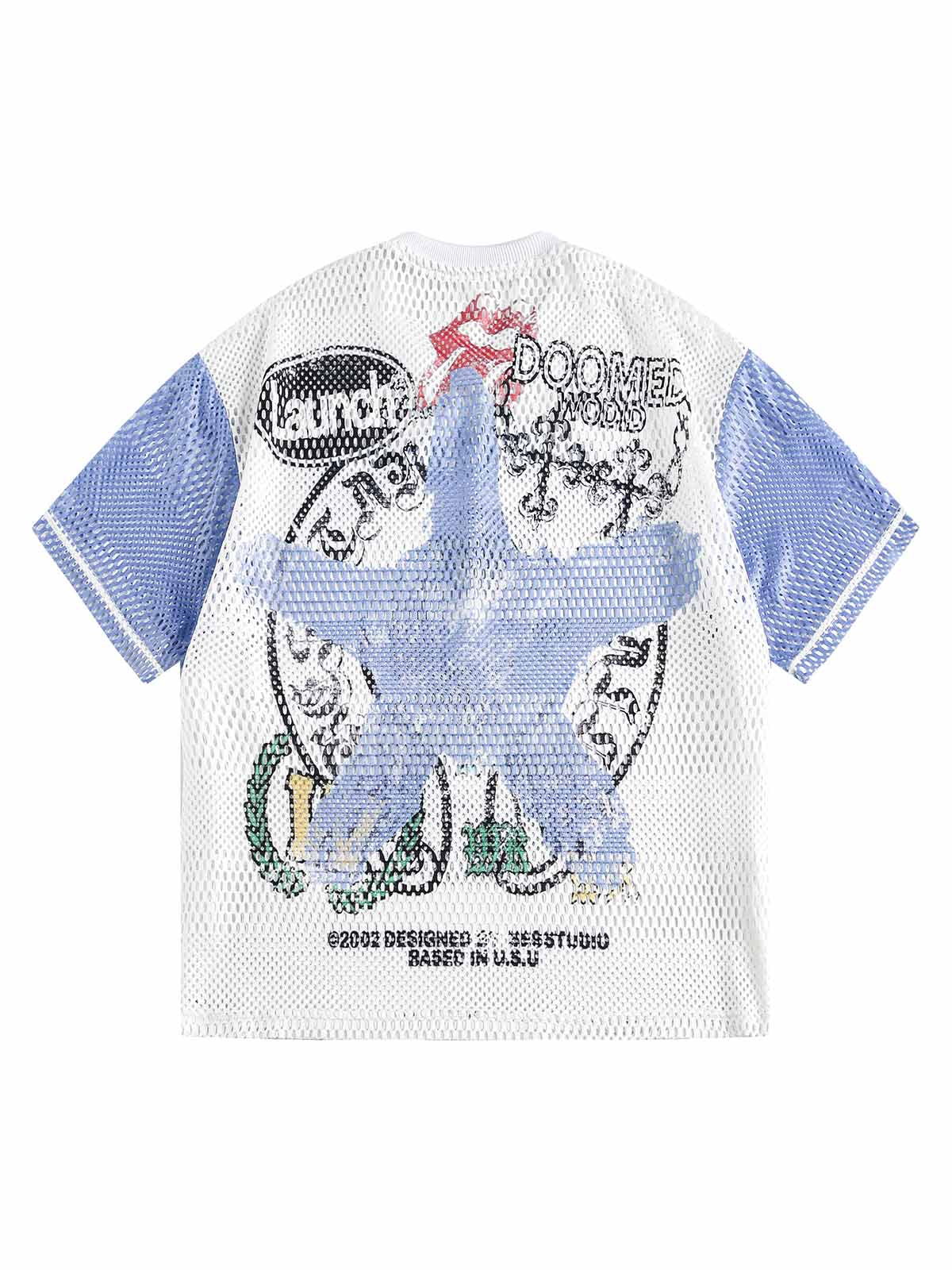 Mesh Digital Sports Print Graphic T-Shirt