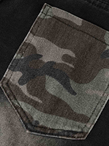Butterfly Spray Graphic Camo Pocket Barrel Jeans