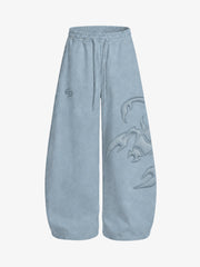 Cotton-Blend Quilted Padded Embroidered Hoodie & Wide-Leg Sweatpants Set