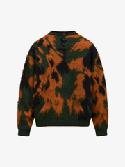 Abstract Camo Fuzzy Cardigan