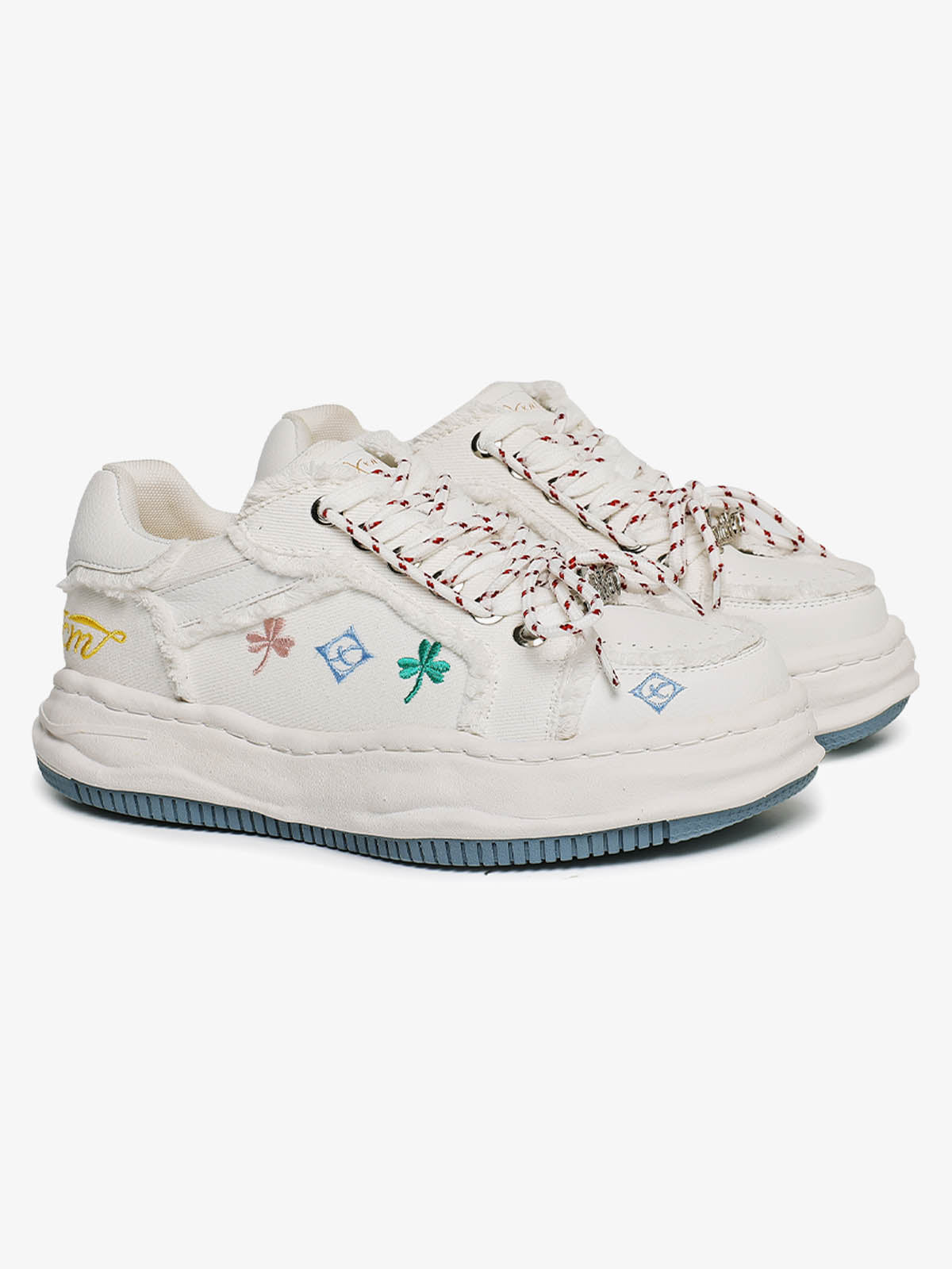 Thesupermade American Retro Patch Raw Edge Embroidered Floral Dissolving Shoes 