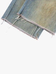 3D Graphic Distressed Gradient Ripped Wide-Leg Jeans