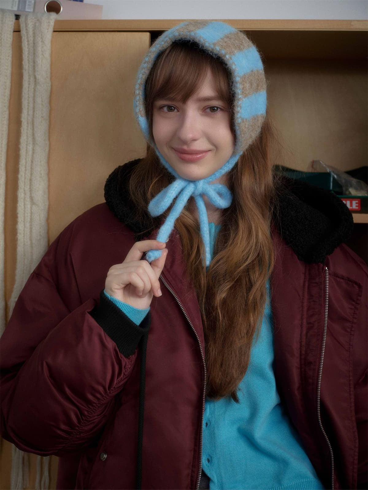 Stylish Maroon Bomber Jacket with Detachable Hood for Winter Wear 