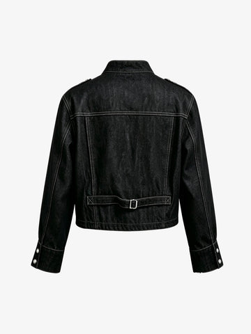 Vintage Militär-Jeansjacke mit silbernen Knöpfen