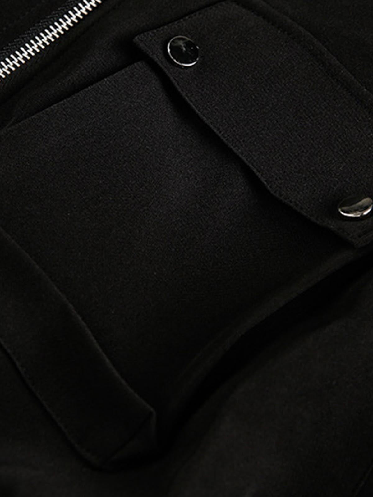 Structured Lapel Zip Front Pocket Jacket