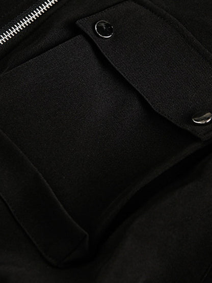 Structured Lapel Zip Front Pocket Jacket