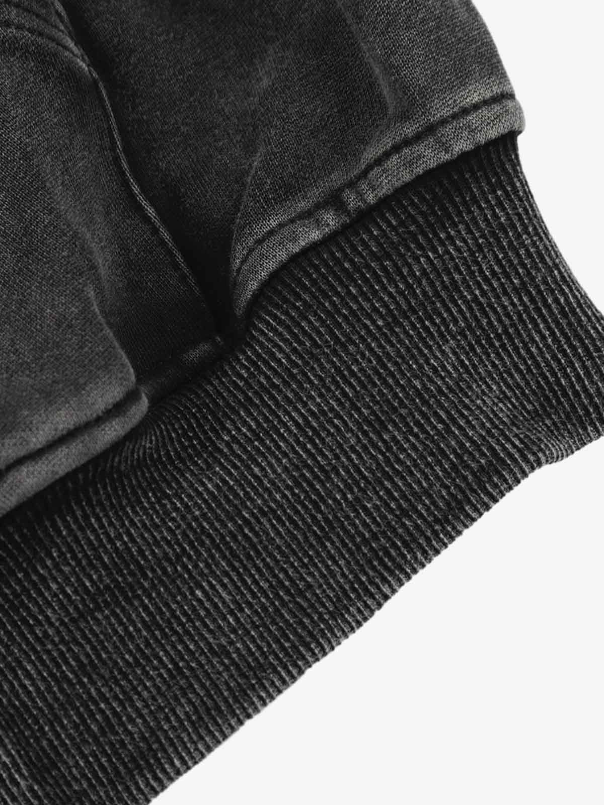 Vintage Washed Panel Construction Zip-Up Hoodie