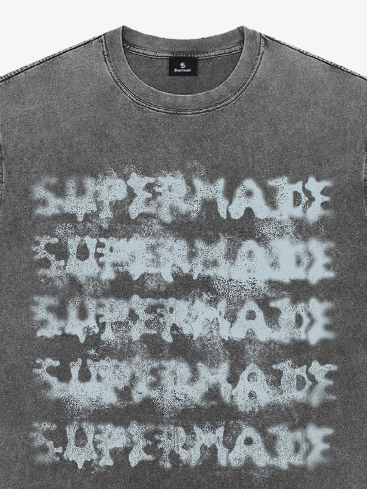 Washed Spray Effect Letter Print T-Shirt 