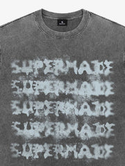 Washed Spray Effect Letter Print T-Shirt 