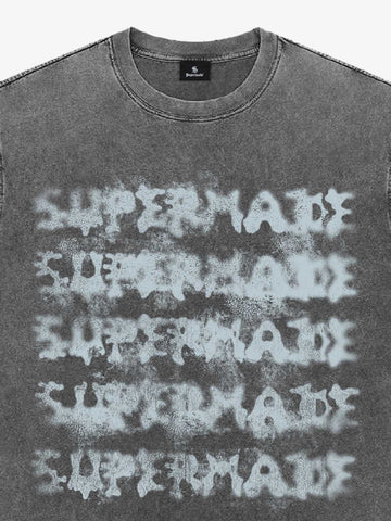 Washed Spray Effect Letter Print T-Shirt 