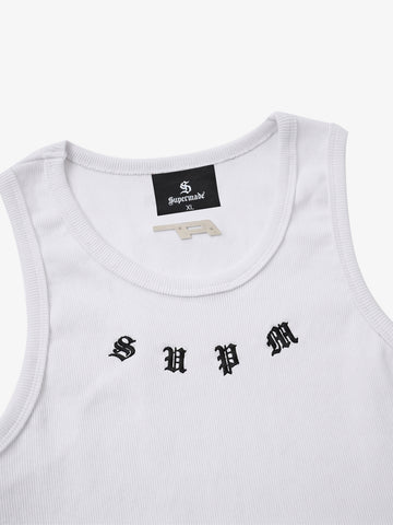 Ribbed Cotton Blend Tank Top – Graphic Print Sleeveless Streetwear