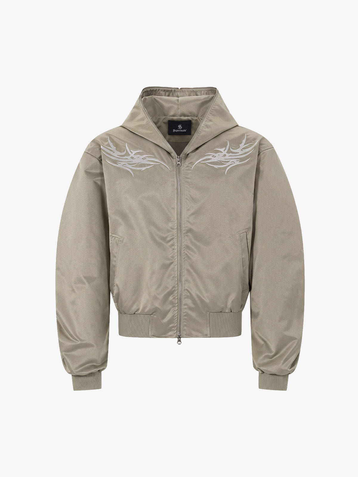 Embroidered Quilted Hooded Windbreaker Jacket