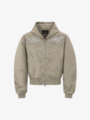Embroidered Quilted Hooded Windbreaker Jacket