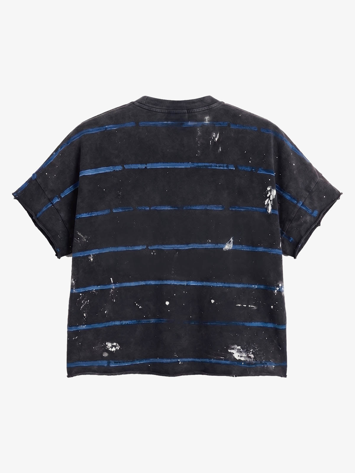 Vintage Washed Striped Paint Splatter Graphic T-Shirt 