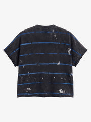Vintage Washed Striped Paint Splatter Graphic T-Shirt 