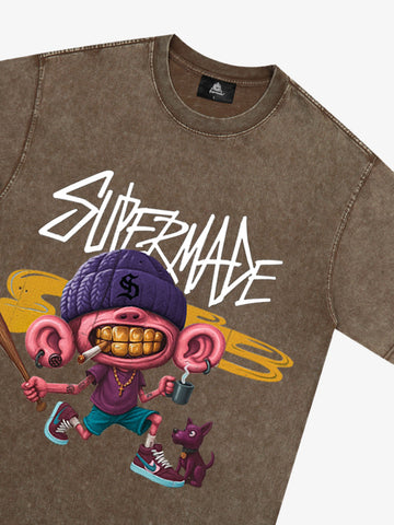 Thesupermade Cartoon Graffiti Trendy Weird Kid T-Shirt 