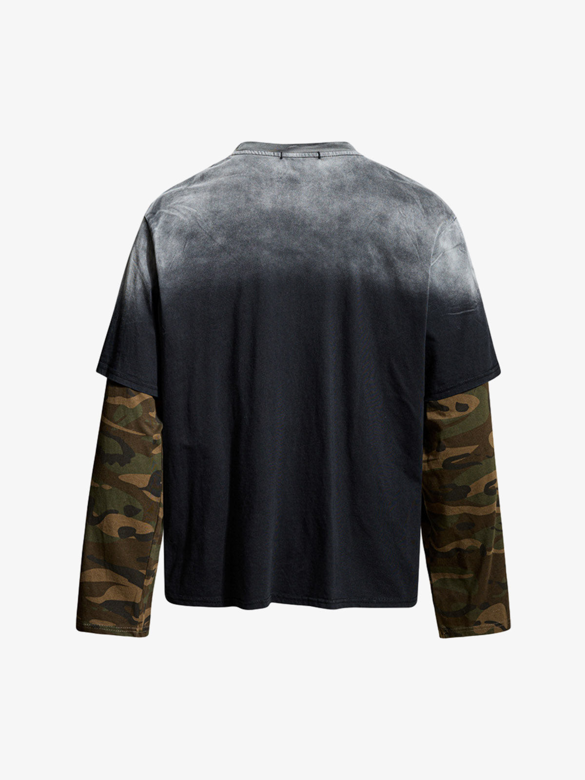 Character Graphic Spray-Dyed Distressed Layered Long Sleeve Top